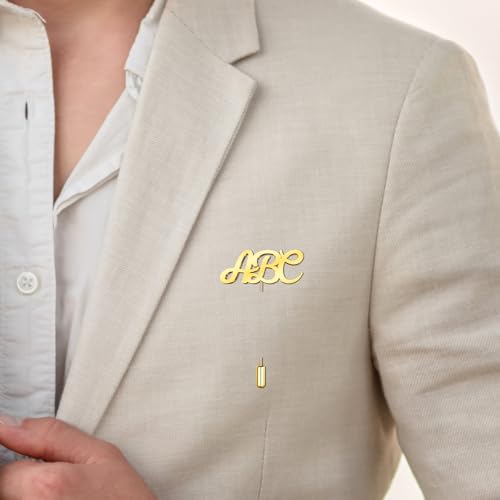 Image of Custom Lapel Pin for Women Men - Name Brooch Pin Personalized Stainless Steel for Wedding Business Party - Gold /Silver /Black Customized Jewelry Gifts