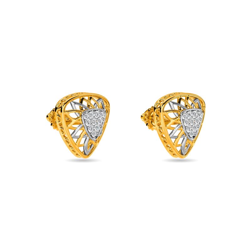 Image of KISNA JEWELS 14KT|18KT BIS Hallmark Pure Gold and Diamond Stud Earrings For Women with Screw Back clouser
