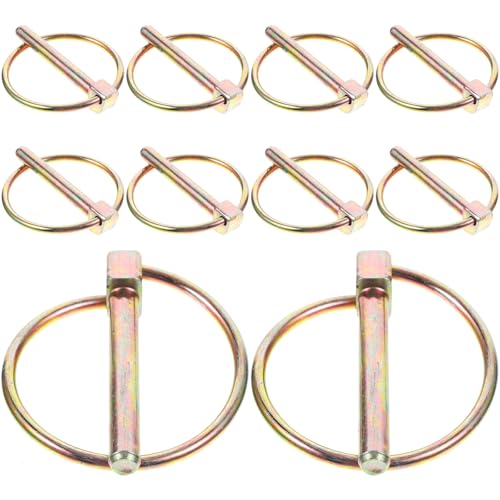 GARVALON Kit de 10 Pasadores de Seguridad con Resorte y Anillo, Pasador de Hierro Galvanizado 6x45 Mm, Accesorios para Tractores Agrícolas, Cortacésped y Maquinaria Pesada, Alta