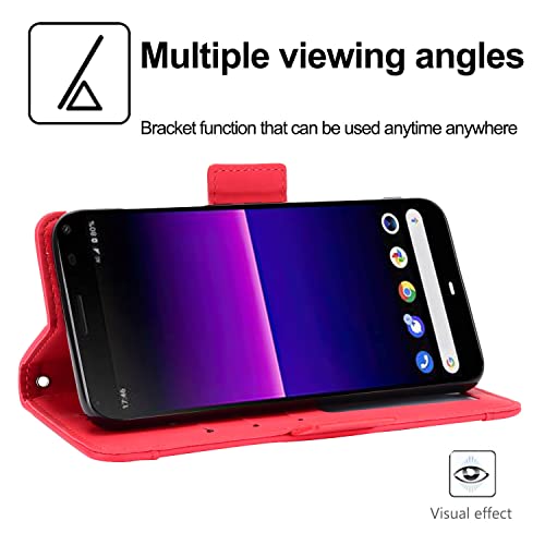 Funda soporte para Sony Xperia 8 estilo libro cuero rojo 3