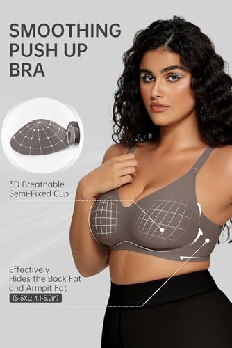 Image of OEAK Women Comfortable Jelly Bras No Underwire Seamless Full Coverage Bralette Buttery Soft Convertible Everyday Tshirt Bra