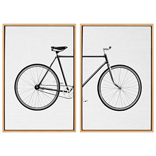 AMAZON: Kate and Laurel Sylvie Bicycle Framed Canvas Wall Art by Simon Te of Tai Prints, Set of 2, 23x33