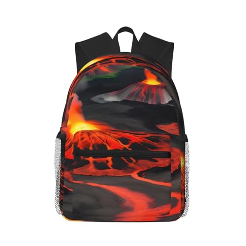 Sac à dos universitaire léger Kilauea Volcanos noir pour aller en cours ou au bureau