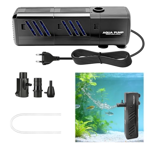 Filtro per Acquario, 4 in 1 Filtri Integrati nell'acquario, 800L/H 8W Regolabile Fish Tank Filter, Filtri Interno per Acquario, per 80-250L Freshwater And Saltwater Aquariums