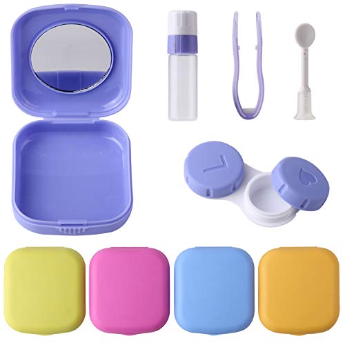 sansheng 5 Packs Mini Travel Contact Lens Box Sets, Support Lens Box, Contact