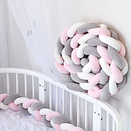 LOVEXIN 3 Brins Tour de Lit Tresse Coussin Doux Noeud Oreiller Protection Contre Les Lits Bébé Serpent de Lit Tressé Idéal comme Lit de Voyage Bébé Beau Velours Cuddle Nid,H,1M Cover