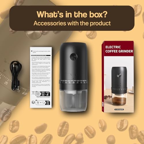 Image of AASHONEE GrindMate Electric Coffee Grinder | Portable & Rechargeable Burr Grinder for Coffee, Spices & Herbs | 40 Adjustable Grind Settings (35g Bean Capacity)