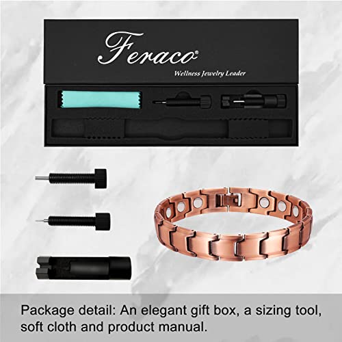 Feraco Lymph Detox Copper Bracelet for Women Men Arthritis Pain Relief Lymphatic Drainage Therapeutic 99.99% Solid Copper Magnetic Therapy Bracelet with Strong Magnets - Thumbnail 6
