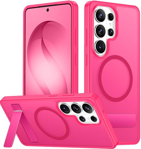 Image of SPIDERCASE Magnetic for Samsung Galaxy S26 Ultra Case,[Built-in Invisible Kickstand][Compatible with Magsafe] Translucent Matee Slim Phone Case for S26 Ultra 6.9'', Rose Red