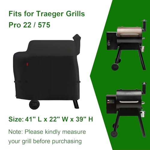 Grill Cover Fits Traeger Pro 575 & Pro 22 (TFB82KLF, TFB57KCL, TFB30KLF, TFB29BKLF) Electric Grill and Smoker,Compared to Traeger BAC503, Cover Geny Outdoor Heavy Duty Waterproof BBQ Grill Cover by Cover Geny - Used condition - Image 2