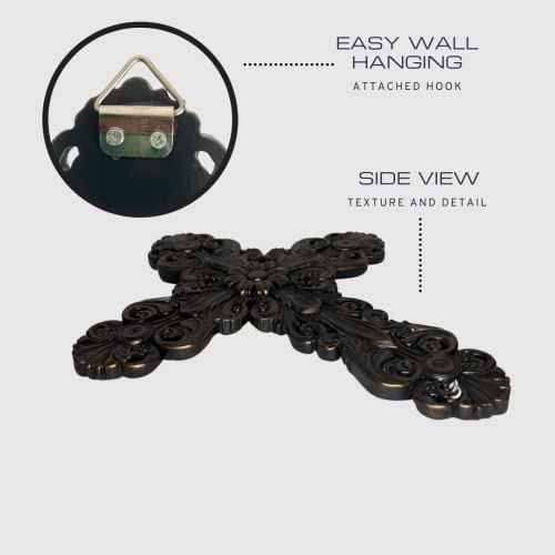 Cosmic Hill Decorative Baroque Style Wall Cross Sculpture Spiritual Religious Home Living Room Decor (9 Inch) #TOP3
