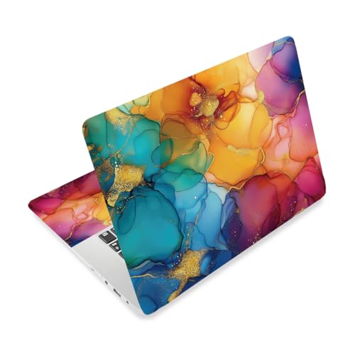 PLIGREAT Autocollant pour Ordinateur Portable à Motifs Floraux Colorés Autocollants pour Ordinateur Portable Motif Fleur de Marbre Compatibles avec les Ordinateurs Universelle Imperméable et Amovible