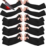JaGely 8 Pairs Level 5 Cut Resistant Sleeves with Thumb Hole 18 Inches Arm Protection Sleeve Farmer Gardening (Black)