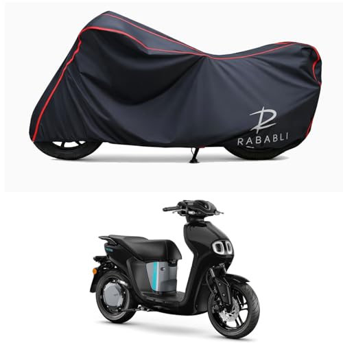 Image of Waterproof Bike Body Cover Compatible for | Yamaha Neo's STD | Taffeta Fabric, Red Piping Design, Bottom Elastic Fit | Dustproof, Sun UV & Rain Protection for All Bikes