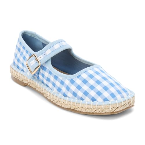 Coconuts by Matisse Womens Meg Gingham Mary Jane Espadrille Flats Casual - Blue, White2