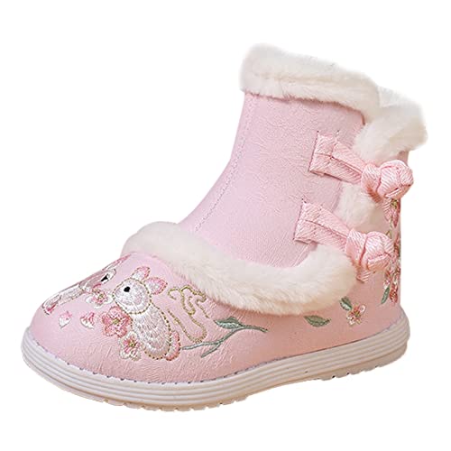 Short Boots For Toddler Gilrs Cloth Shoes Rubber Sole Warm Winter Snow Boots Embroidery Print Size 8 Toddler Girl Boots