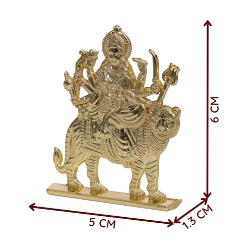 Image of anciently Maa Durga Idol for Dashboard, Metal, 1 Piece (Gold Colour)