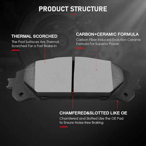 Image of cciyu D1324 Front Ceramic Disc Brake Pads Set w /Hardware Fit For Lexus For NX200t 15-17,For Lexus For NX300 18-21,For Lexus For NX300h 15-21,For Toyota For Avalon 20-21,For Toyota For Camry 20-23