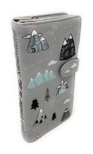 Shag Wear Life is Better in the Mountains Large Wallet for Women and Teen Girls Vegan Faux Leather Grey 7