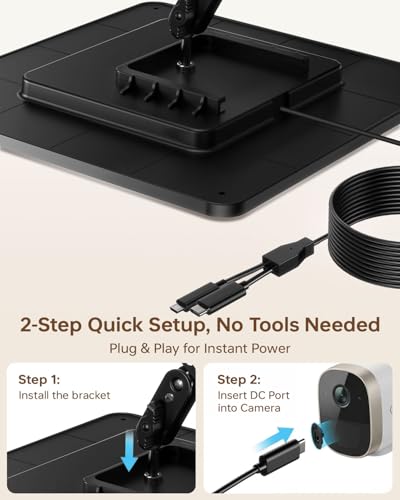 Solar Panel for Security Cameras, 6W Solar Battery Charger with Micro USB & USB-C, IP67 Waterproof with 360° Adjustable Mount - image 7