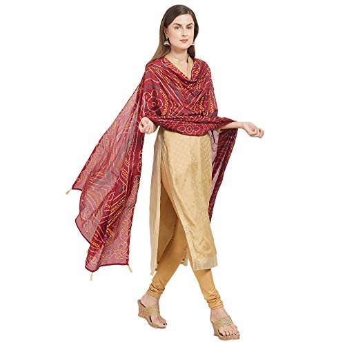 Image of DUPATTA BAZAAR Woman's Printed Bandhini Silk dupatta