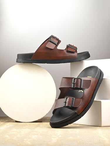 Image of AFROJACK Men's Sandals | Casual Sandal /Slippers For Men With PU Upper | Comfortable Sole Stylish & Durable Design | Slip-on Style | Light Weight, s4500