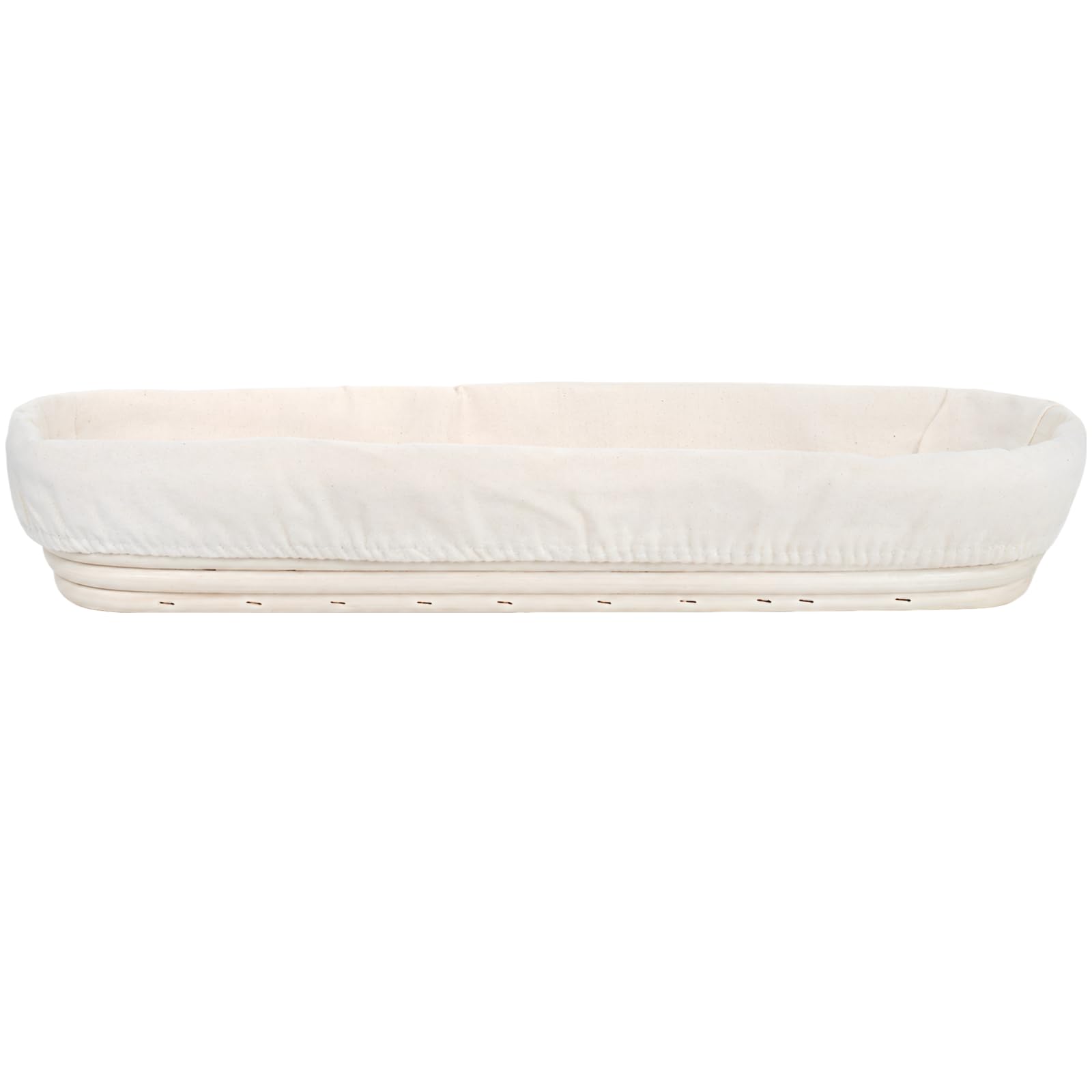 2 Stk. Brot-Gärkorb-Set, ovale Rattan-Gärkörbe mit Stoffeinlage für Sauerteig und Baguette, 34 x 10 x 5,5 cm, für Hobbybäcker, Landhausstil, Küche und Dekoration