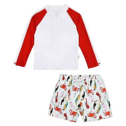 Image of SwimZip Boys' Long Sleeve Rash Guard & Swim Shorts Set - UPF 50+ Sun Protection