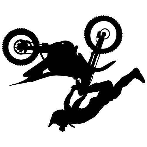 Motocross Wall Decal Sticker 8 - Decal Stickers and Mural for Kids Boys Girls Room and Bedroom. Dirt Bike Wall Art for Home Decor and Decoration Ð Extreme Sports Motocross Bike Silhouette Mural