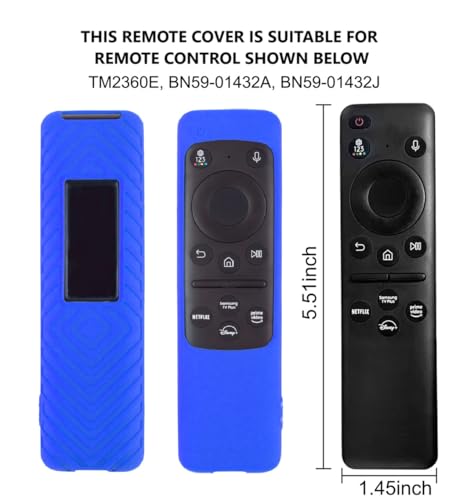 Image of Silicone TV Remote Cover Compatible with Samsung Smart TV Remote 2023 BN59-01432G BN59-01432A (Samsung Smart TV 2023 Model Solar Remote Cover - Style 3, Blue)