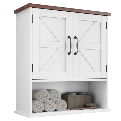 Mino Kesper Bathroom Wall Cabinet with Barn Doors, Wall Mounted Bathroom Cabinet, Farmhouse Style,...