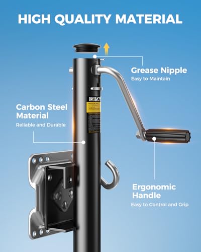 Image of KYX Boat Trailer Jack, 1500 lbs Trailer Jack with 8 Inch Single Wheel, 10.6 inch Vertical Lift, Heavy Duty Swivel Tongue Jack for RV, Boat, Horse & Utility Trailers