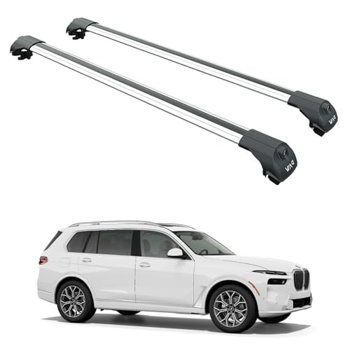 Roof Rack Cross Bars for BMW X7 (G07) fit Raised Rail System, Aero Design with Quick Access T-Slot, 2019-Up Models,330lbs Capacity,Lockable,Aluminum Bars (Silver)