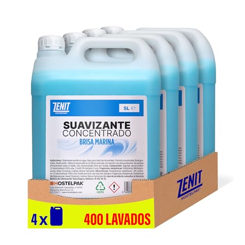 Hostelpak | 4 x 5 l | Adoucissant textile concentré parfumé brise marine, adoucissant concentré, biodégradable, parfum agréable