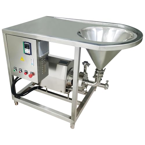 Banfluxion 220V 4KW High Shear Emulsifying Pump with Stand & Hopper, 304 Stainless Steel Industrial Homogenizer, 0-4T/H Flow, 3400 RPM for Continuous Mixing, Dispersion & Emulsification
