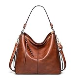 Bolsa feminina de couro PU Boston de ombro, bolsa mensageiro casual fashion (Marrom claro)