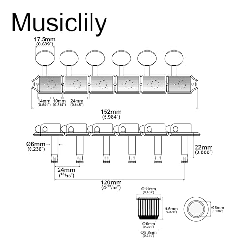 Image of Musiclily Pro Vintage Style Split Shaft 6 in Line Guitar Tuners Tuning Pegs Keys Machine Heads Set for Squier Classic Vibe Strat /Tele Style, Nickel