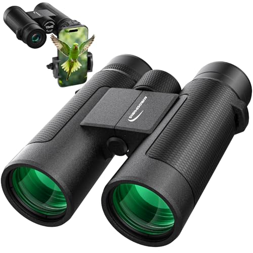 15x42 Binoculars for Adults High Powered - Aurosports HD Lightweight Bird Watching Binocular with Phone Adapter, BAK4 Prism & Carrying Bag