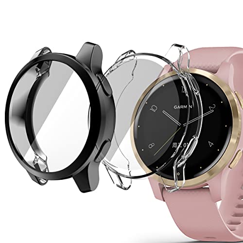HOMTERN Paquete de 2 Fundas compatibles con Garmin Venu 2 de 45 mm y Vivoactive 4 de 45 mm, Funda Protectora de Pantalla Flexible de TPU a Prueba de Golpes Cover