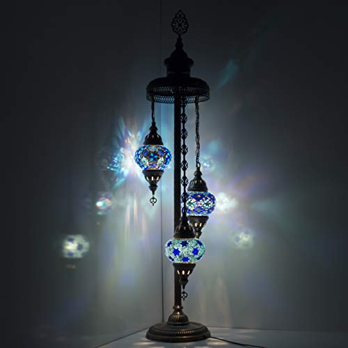 Hecho a mano turco marroquí árabe oriental bohemio estilo Tiffany vidrio mosaico colorido lámpara de pie lámparas decoración del hogar Cover