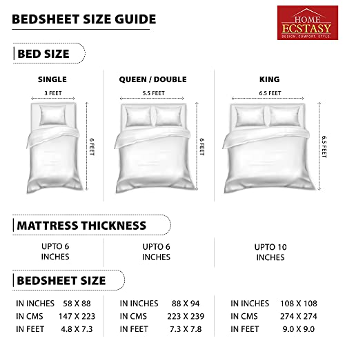Image of Home Ecstasy 100% Cotton Double Bedsheet with 2 Pillow Covers - (Size 86 x 94 inches, 140 TC, Colour - Yellow)