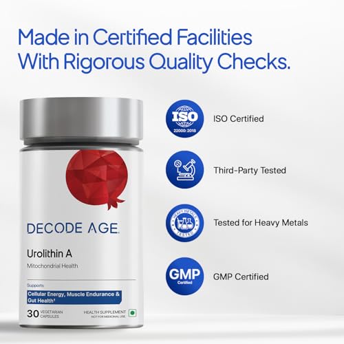 Image of Decode Age Urolithin A 500 mg | Clinically Studied Longevity Supplement for Strength, Endurance & Cellular Renewal | Non-GMO | Urolithin A Supplement for Men and Women