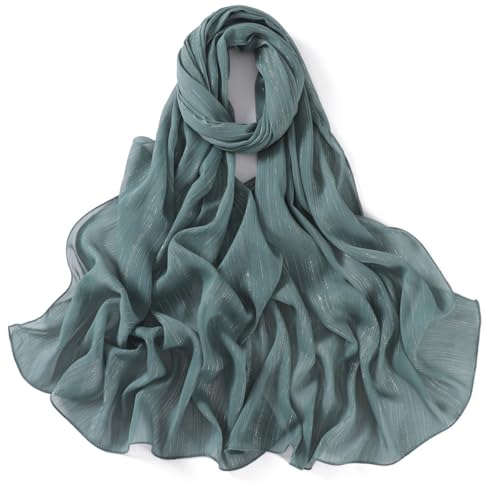 Women Hijab Chiffon Head Scarf Lightweight Shimmer Scarves Crepe Wedding Shawls and Wraps for Evening Dresses Shiny