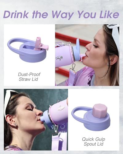 Image of Coolflask 40 oz Water Bottle Insulated Stainless Steel with Strap