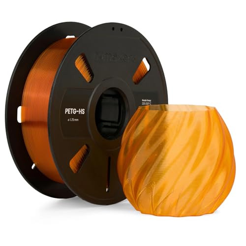 Image of Numakers PETG Translucent 3D Printer Filament Semi-Clear Glossy Finish 1.75mm 1 Kg Spool Strong Layer Adhesion Low Warp High Durability (Orange)