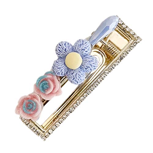Preisvergleich Produktbild bdrsjdsb Frauen Mädchen Mode Strass Intarsien Blume Haarnadel Party Haarspange Haarschmuck Geschenk Blau