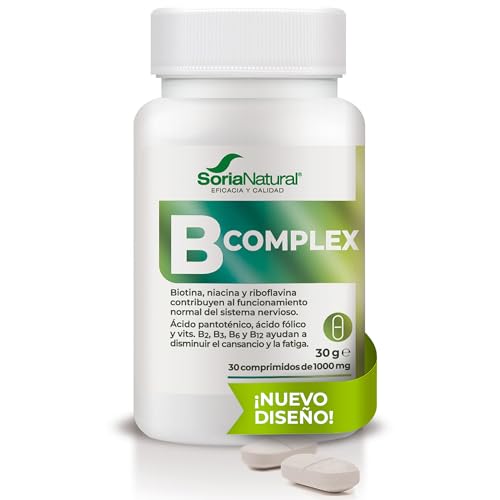 Soria Natural B Complex - Combinación de Vitaminas del Grupo B Contribuye al Rendimiento del Sistema Nervioso e Intelectual – Ayuda a Disminuir el Cansancio y Fatiga - 30 comprimidos de 1000 mg.