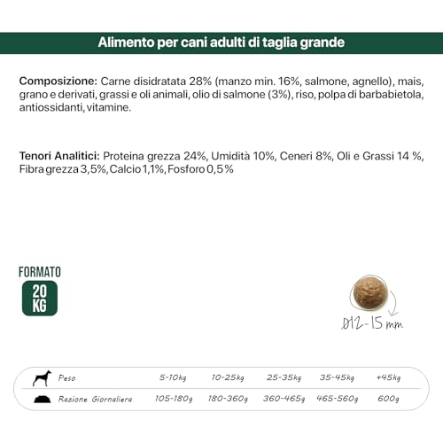Top Beef – Geschmack Rind, Trockenfutter, geeignet für die Pflege von ausgewachsenen Hunden mittlerer bis großer Größe – 20 kg