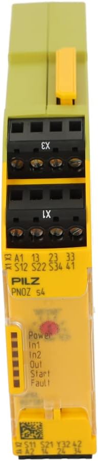 PILZ PNOZ-S4-24VDC-3N/O-1N/C 24 VDC SUPPLY, 2-CHANNEL INPUT, 3 NORMALLY OPEN/1 NORMALLY CLOSED / 1 SEMICONDUCTOR OUTPUT, 750104, 8AMP, DIN-RAIL MOUNT, INSTANTANEOUS E-STOP MONITORING, SAFETY RELAY, SP