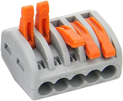 Lever Wire Connectors Nuts Compact Splicing Wire Connectors Fast Connection Terminal Electrical Connectors 5 Conductor for Quick Connect 28-12 AWG (40 Pack)